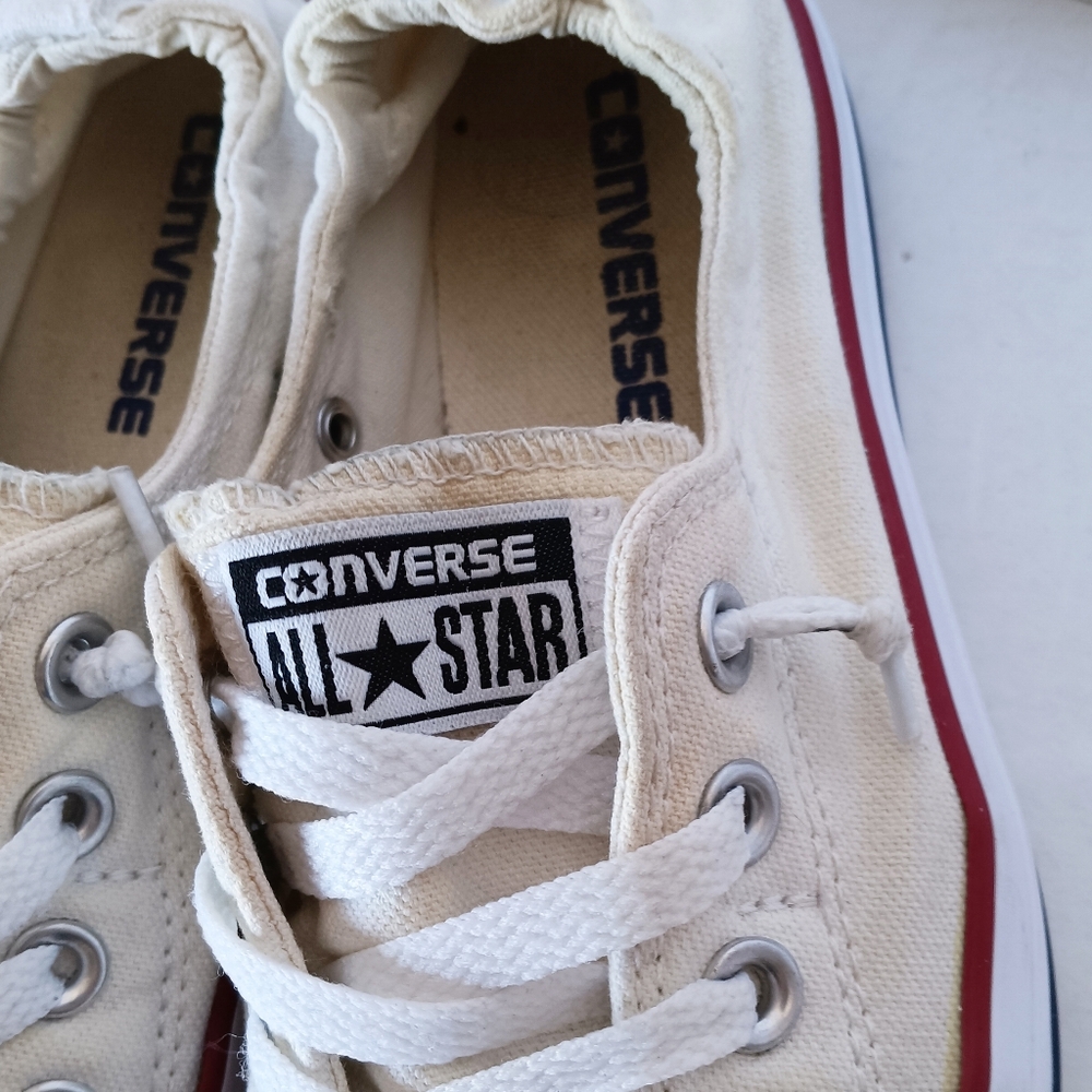 🤍 Converse All Star White Canvas Sneakers Shoes Womens 7 White Low Slip - Picture 11 of 15